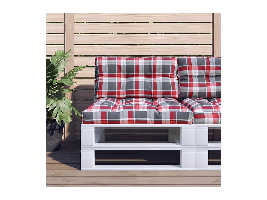 Coussins de palette lot de 2 motif à carreaux rouge tissu