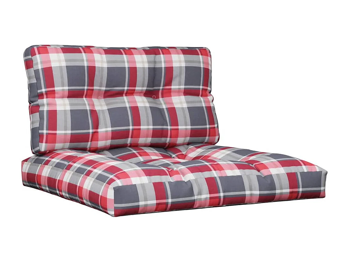 Coussins de palette lot de 2 motif à carreaux rouge tissu