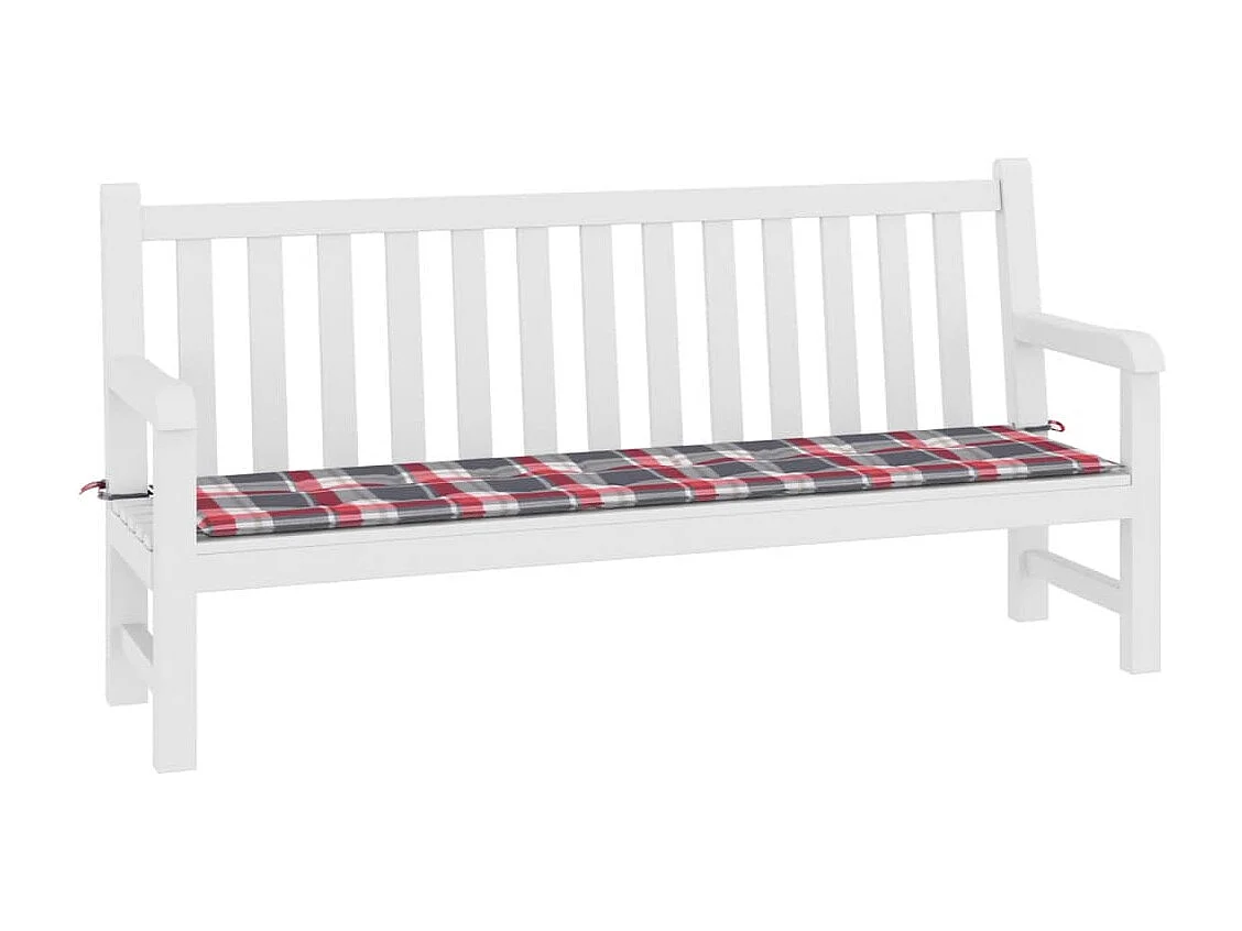 Coussin de banc de jardin motif à carreaux rouges 200x50x3 cm