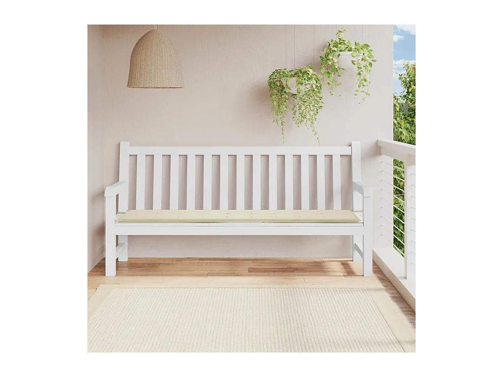 Cojín de banco de jardín tela Oxford crema 200x50x3 cm