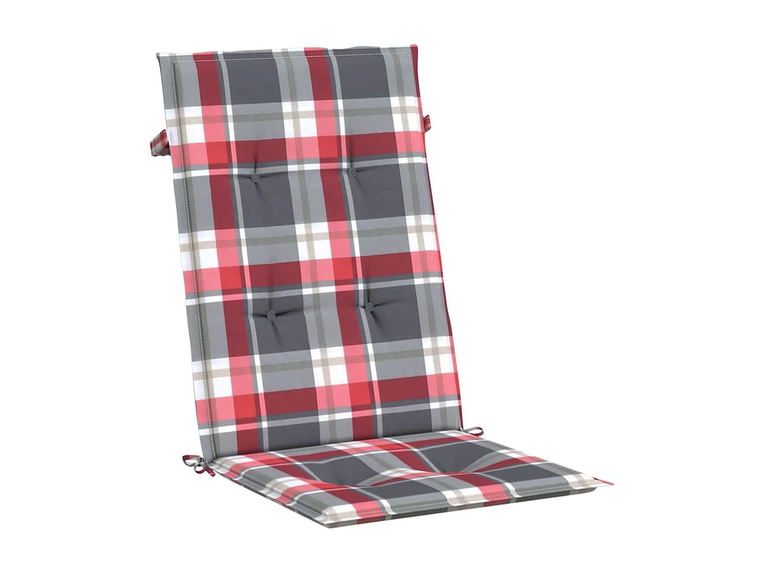 Cojín silla jardín respaldo alto 4 uds cuadros rojo 120x50x3 cm