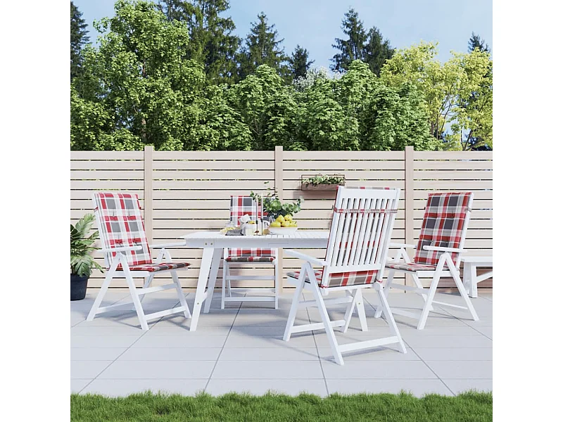 Coussins de chaise jardin dossier haut lot de 4 carreaux rouges