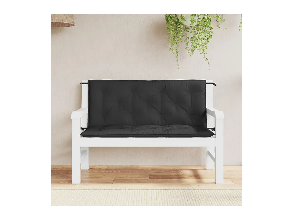 Coussins de banc jardin lot de 2 noir 120x50x7 cm tissu Oxford