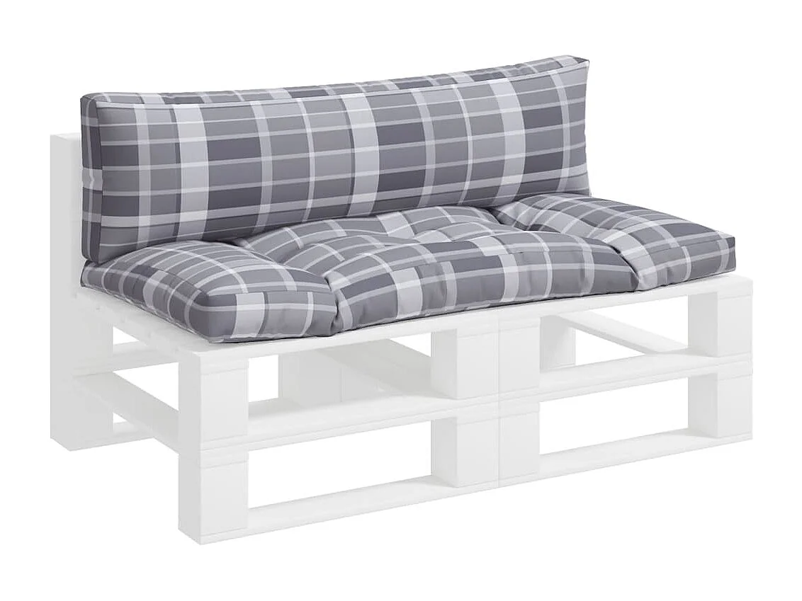 Coussins de palette 2 pcs carreaux gris tissu