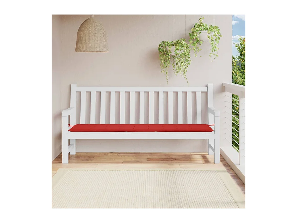 Coussin de banc de jardin rouge 200x50x3 cm tissu oxford