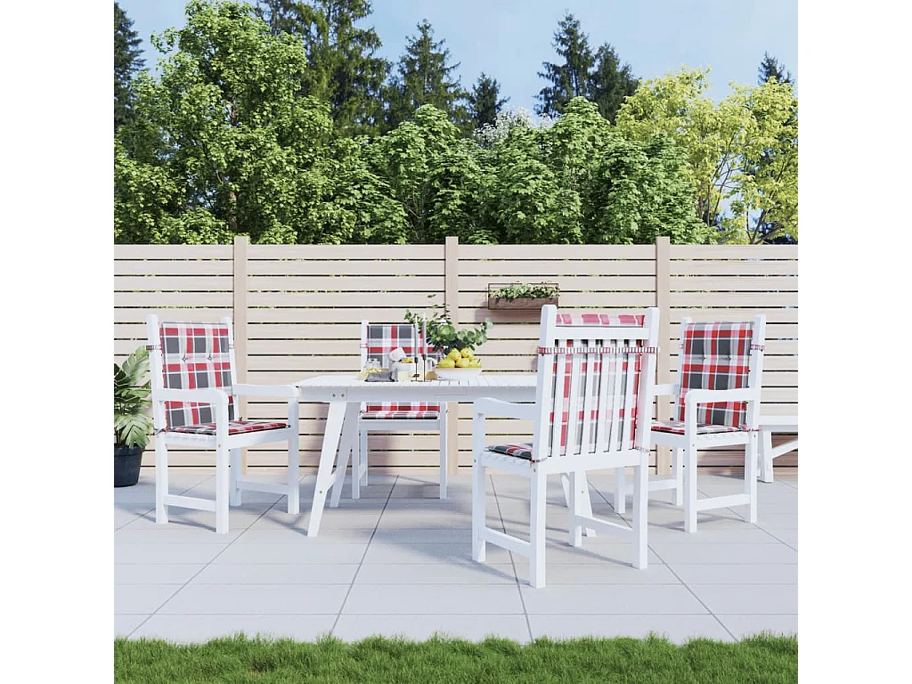 Almofadões lombares cadeiras jardim 4pcs oxford xadrez vermelho