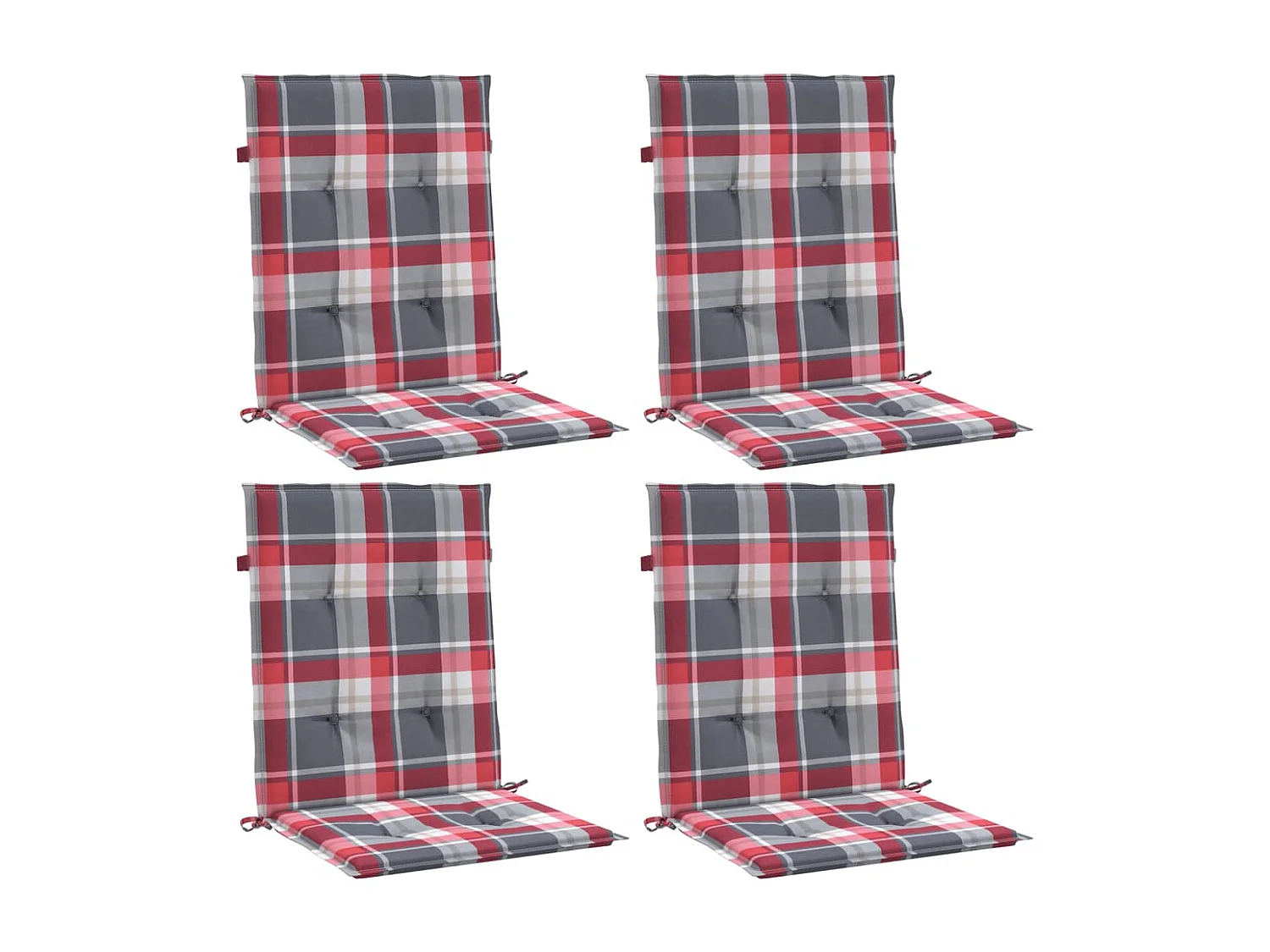 Almofadões lombares cadeiras jardim 4pcs oxford xadrez vermelho