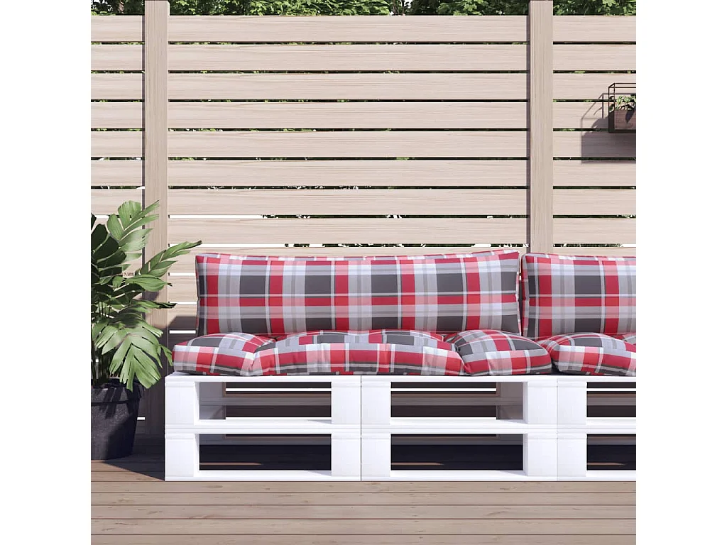 Coussins de palette 2 pcs carreaux rouges tissu