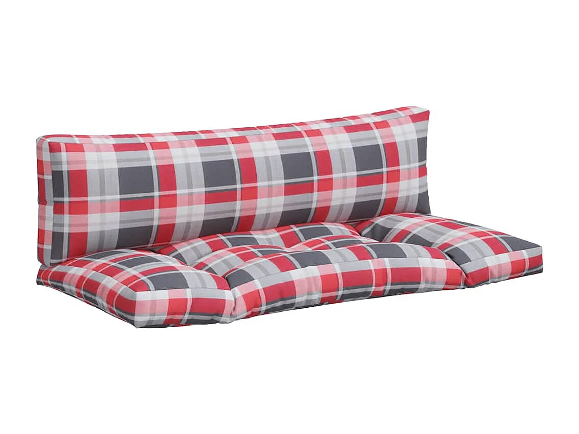 Coussins de palette 2 pcs carreaux rouges tissu