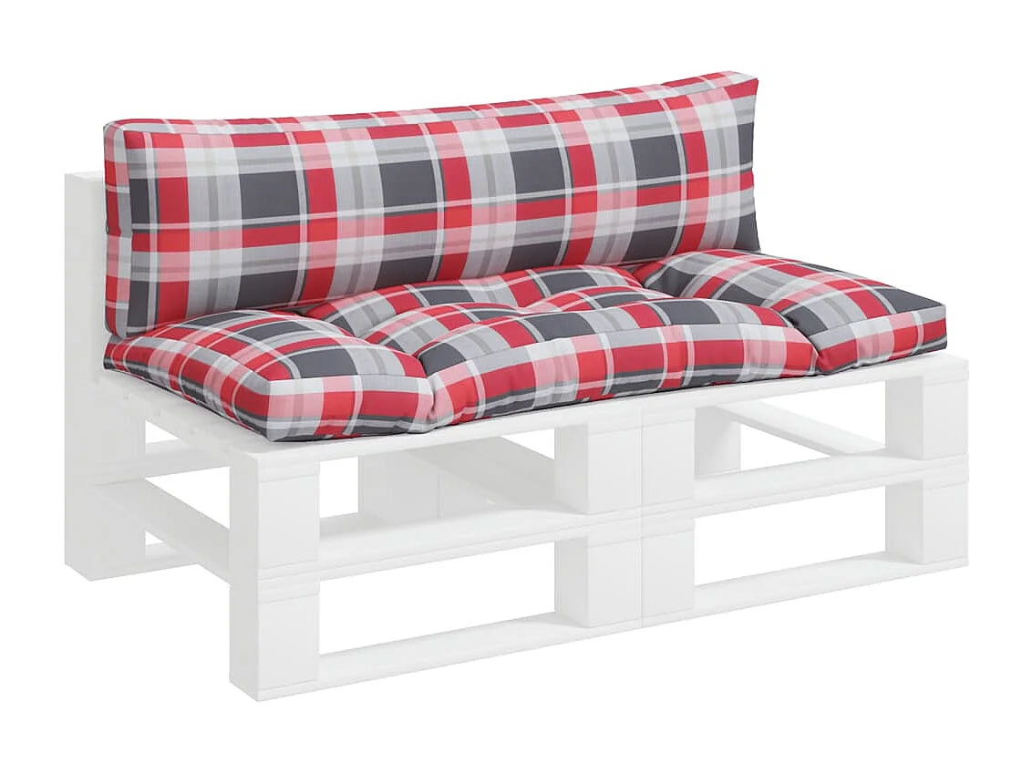 Coussins de palette 2 pcs carreaux rouges tissu