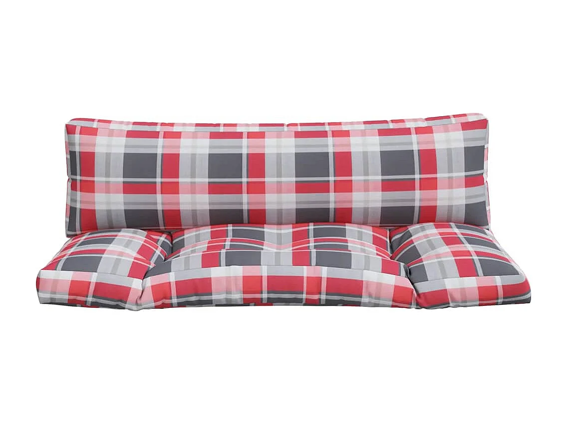 Coussins de palette 2 pcs carreaux rouges tissu