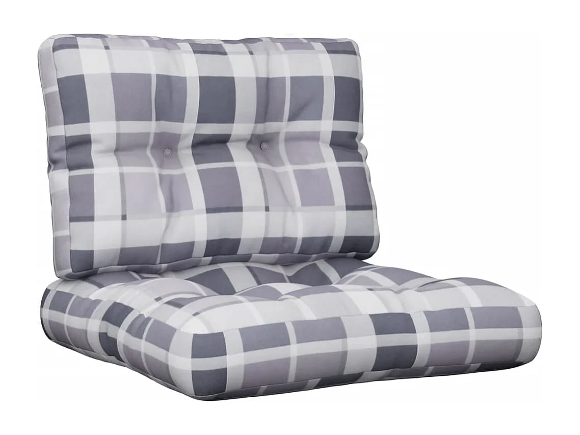 Coussins de palette lot de 2 motif à carreaux gris tissu