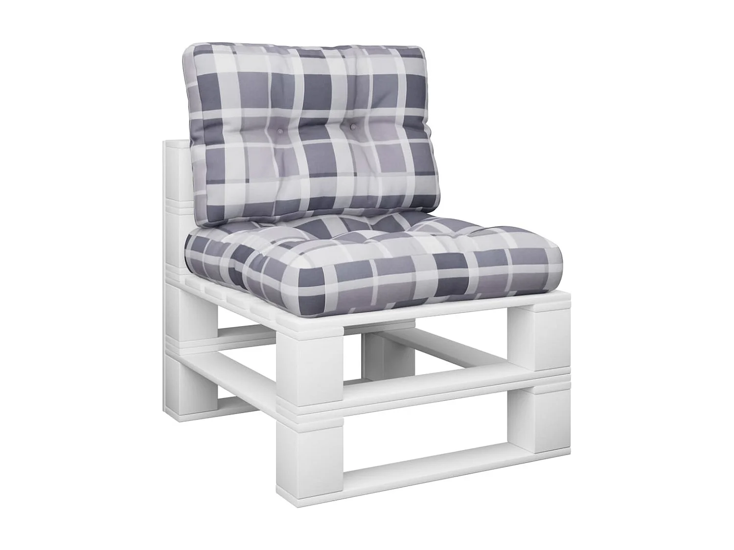 Coussins de palette lot de 2 motif à carreaux gris tissu