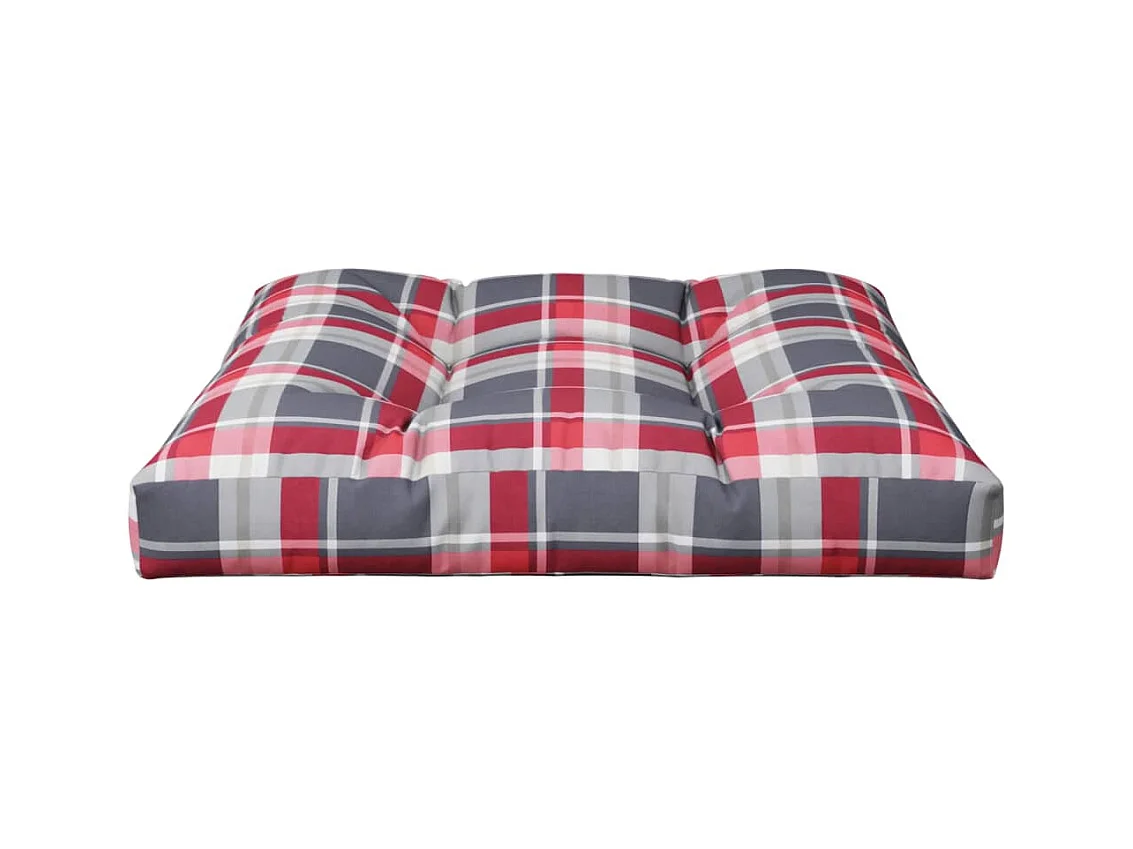 Coussin de palette motif à carreaux rouge 70x70x12 cm tissu