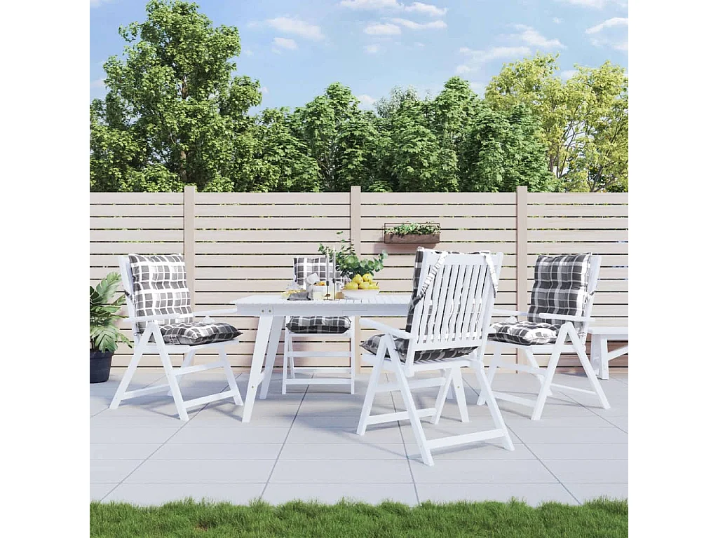 Cuscini Sedia Schienale Basso 4 pz Quadri Grigio Tessuto Oxford