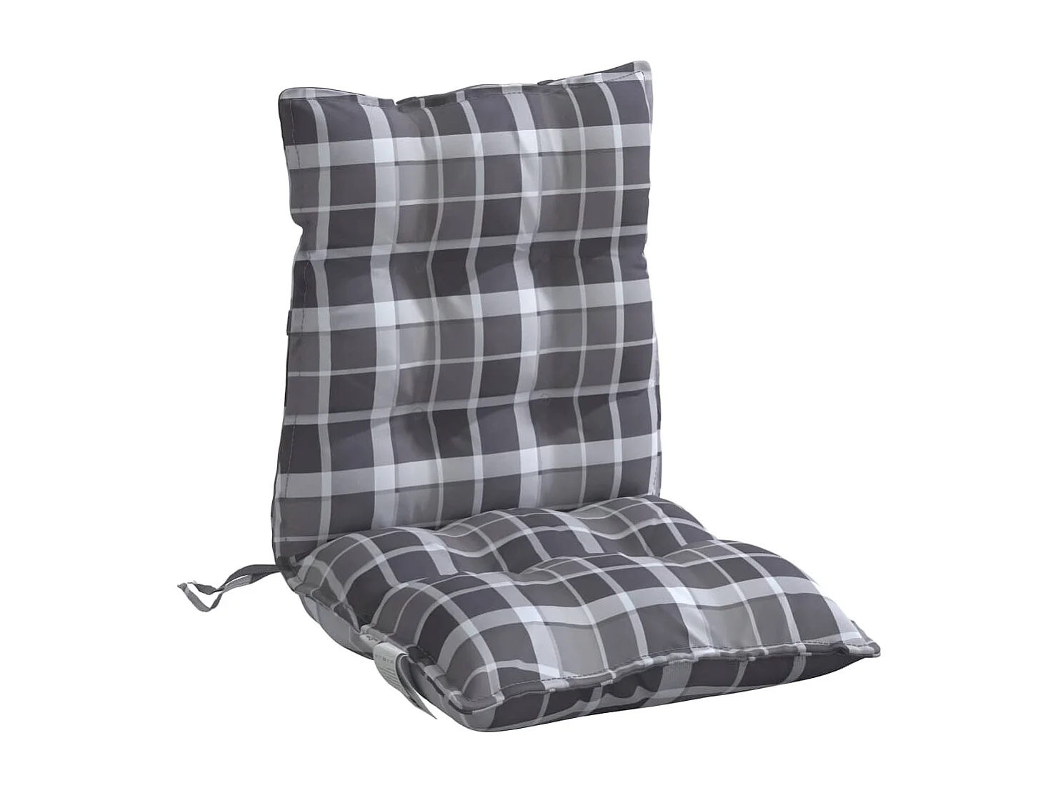 Cuscini Sedia Schienale Basso 4 pz Quadri Grigio Tessuto Oxford