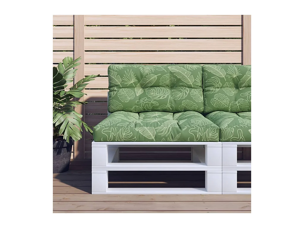 Palettenkissen 2-tlg. Blattmuster Stoff