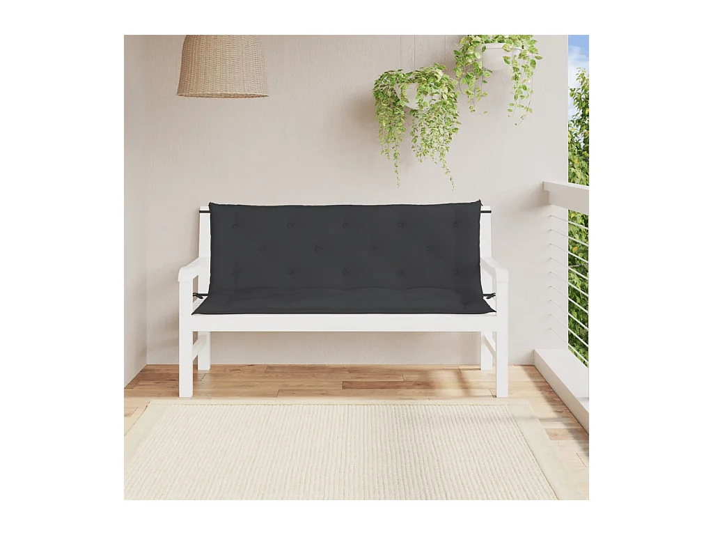 Coussins de banc jardin lot de 2 noir 150x50x7 cm tissu Oxford