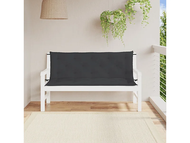 Coussins de banc jardin lot de 2 noir 150x50x7 cm tissu Oxford
