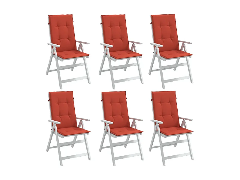 Hochlehner-Auflagen 6 Stk. Melange Rot 120x50x4 cm Stoff