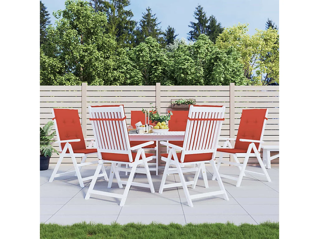 Hochlehner-Auflagen 6 Stk. Melange Rot 120x50x4 cm Stoff