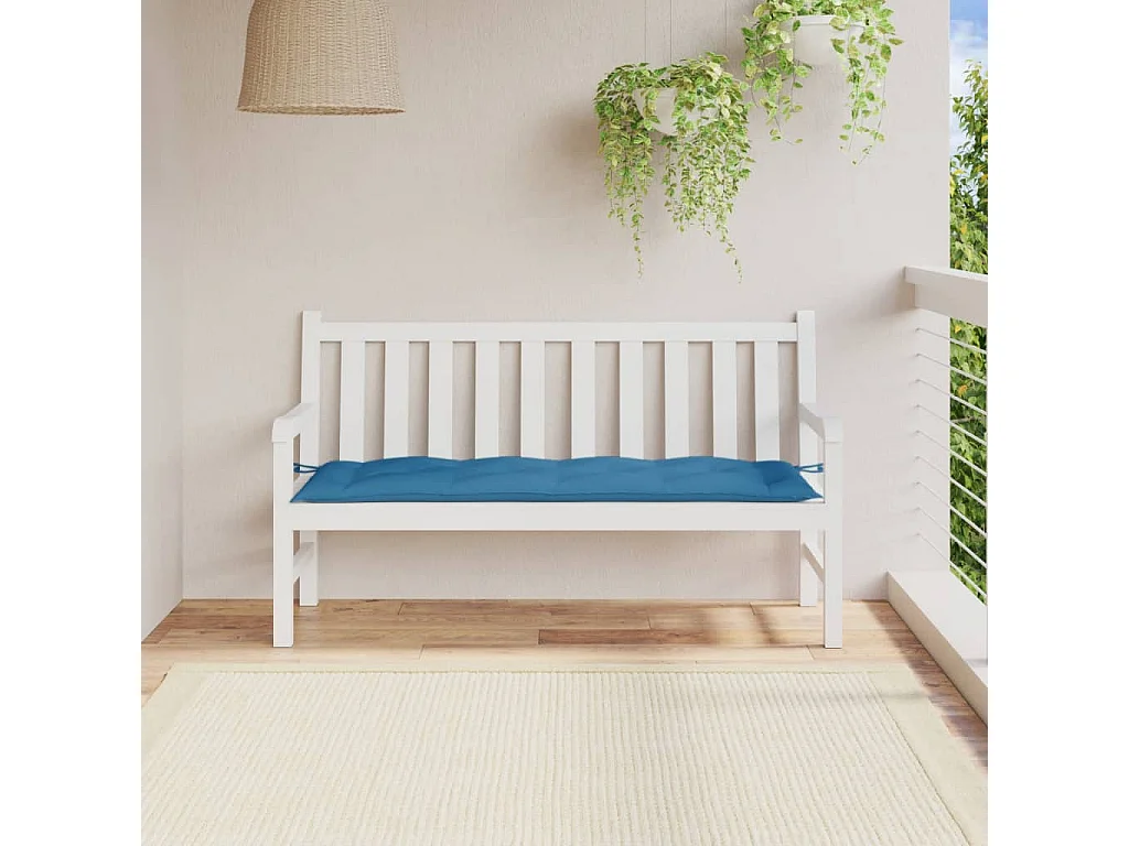 Coussin de banc de jardin bleu mélangé 150x50x7 cm tissu
