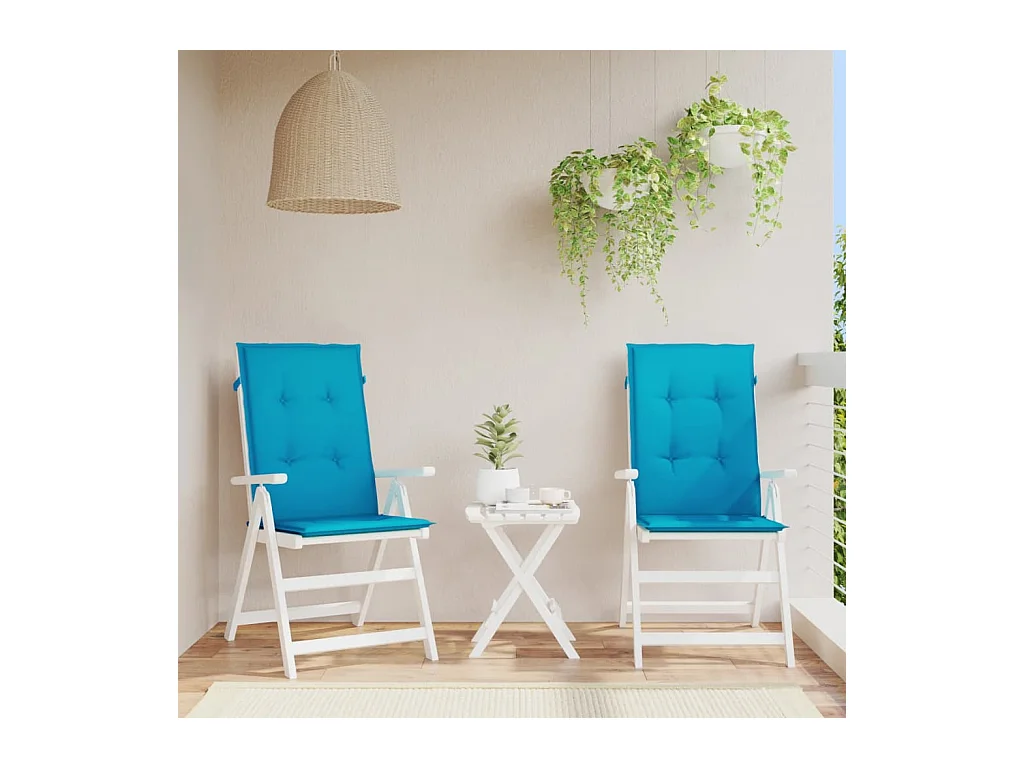Coussins de chaise de jardin à dossier haut lot de 2 bleu tissu