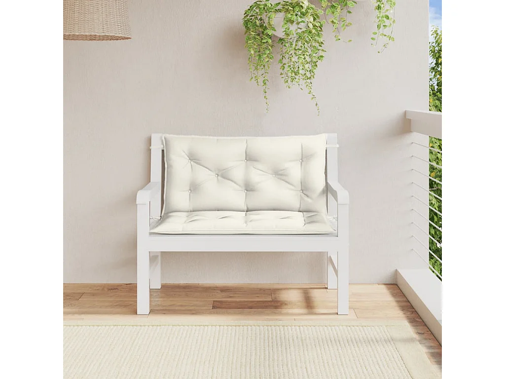 Cuscini Panca Giardino 2pz Crema Mélange 100x50x7cm Tessuto