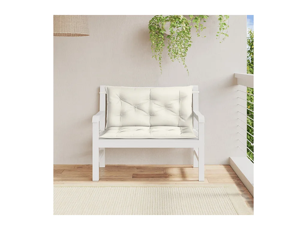 Almofadões banco jardim 2pcs 100x50x7cm mesclado tecido creme
