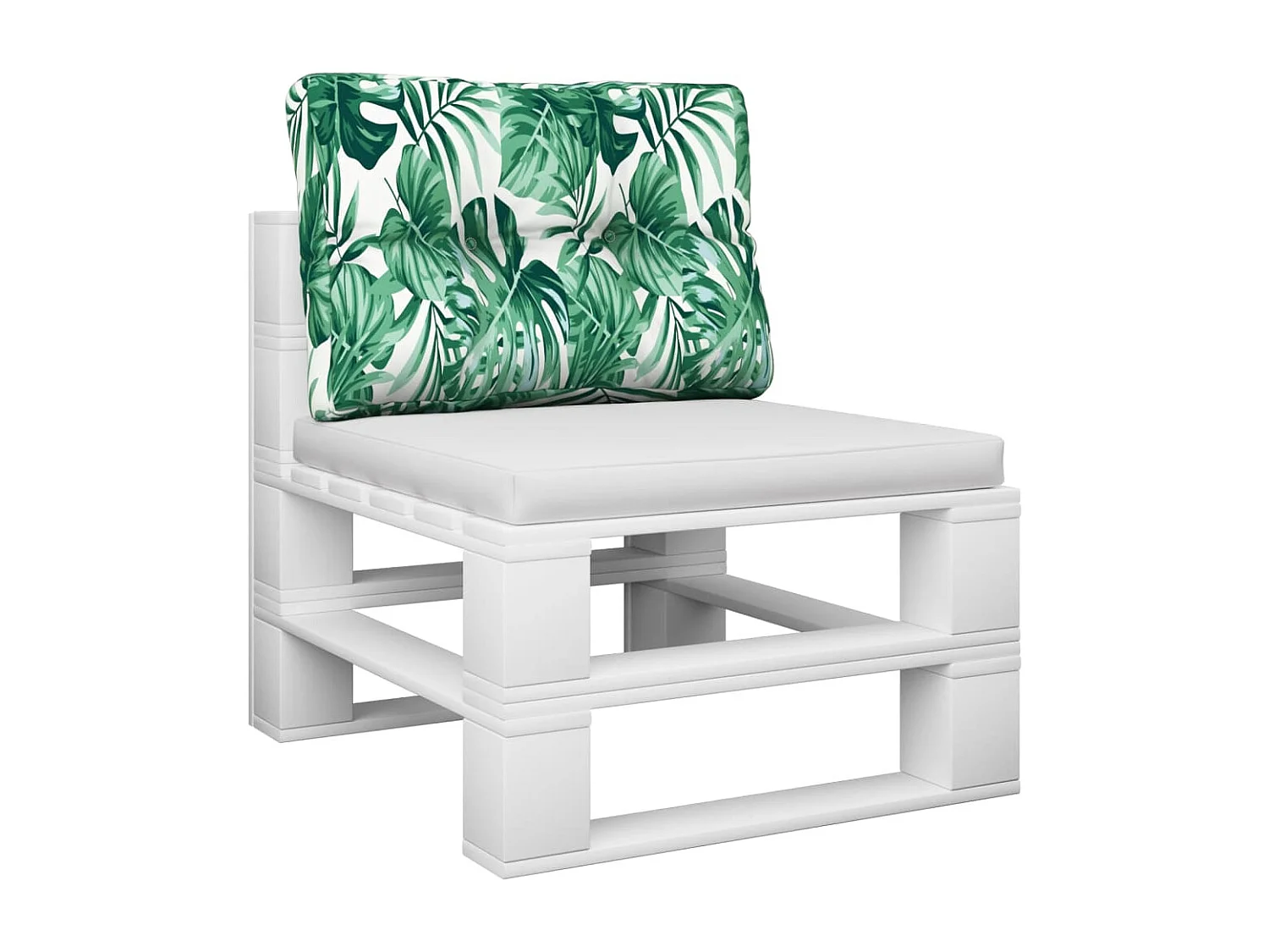 Cuscino per Pallet con Motivo a Foglie 60x40x12 cm in Tessuto