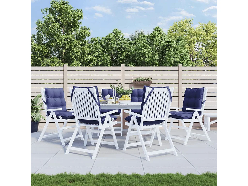 Coussins de chaise à dossier bas lot de 6 bleu marine