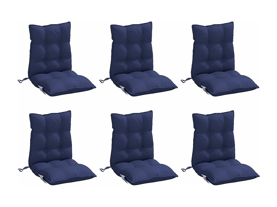 Coussins de chaise à dossier bas lot de 6 bleu marine