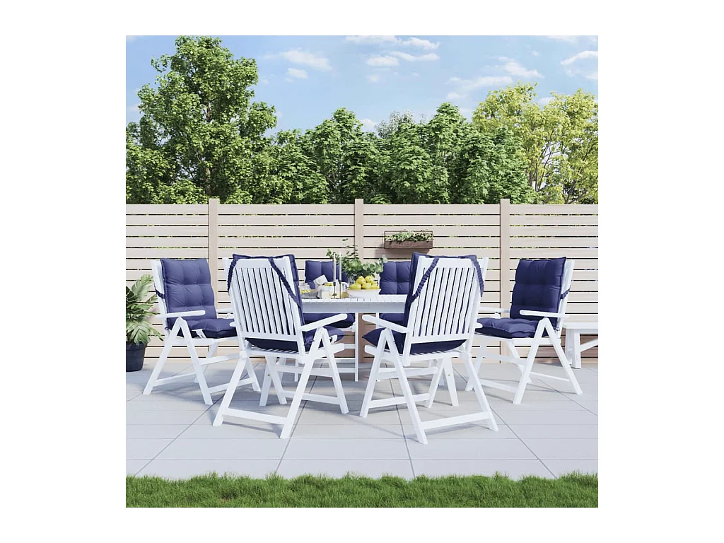 Coussins de chaise à dossier bas lot de 6 bleu marine