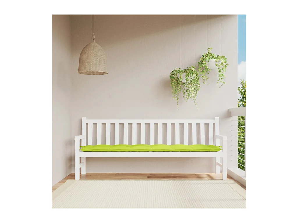 Coussin de banc de jardin vert brillant 200x50x7cm tissu oxford