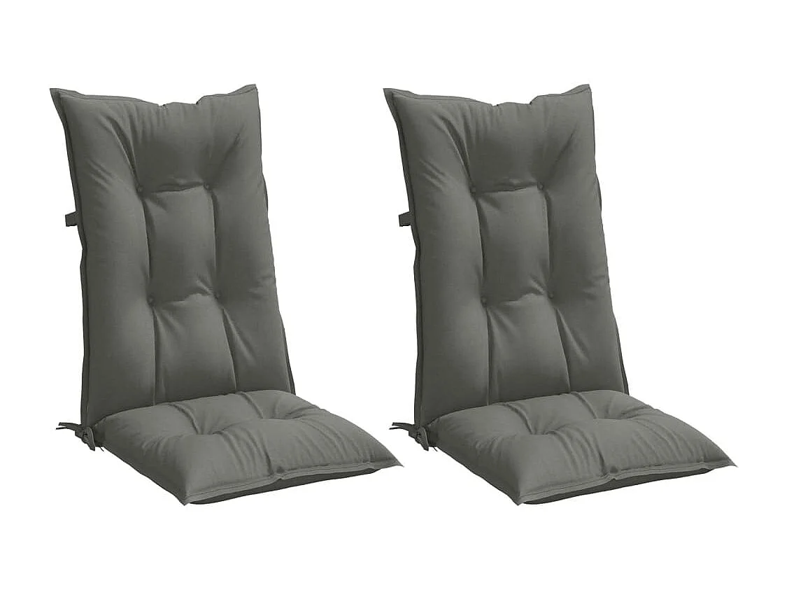 Coussins de chaise à dossier haut lot de 2 gris foncé mélangé