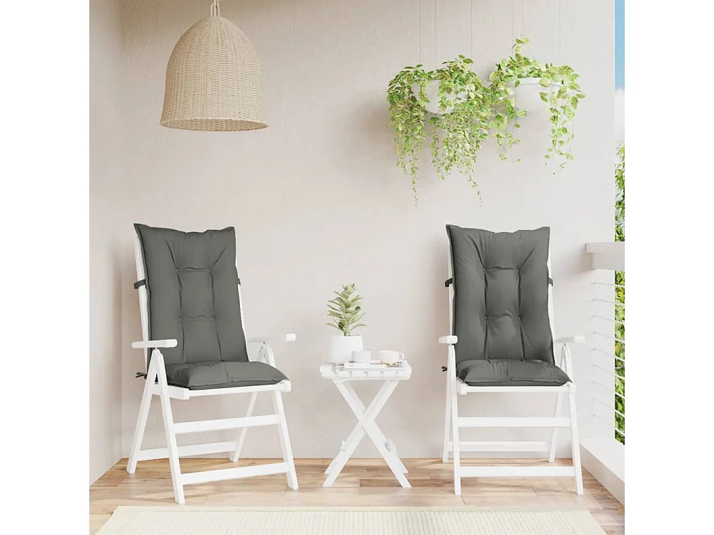 Coussins de chaise à dossier haut lot de 2 gris foncé mélangé