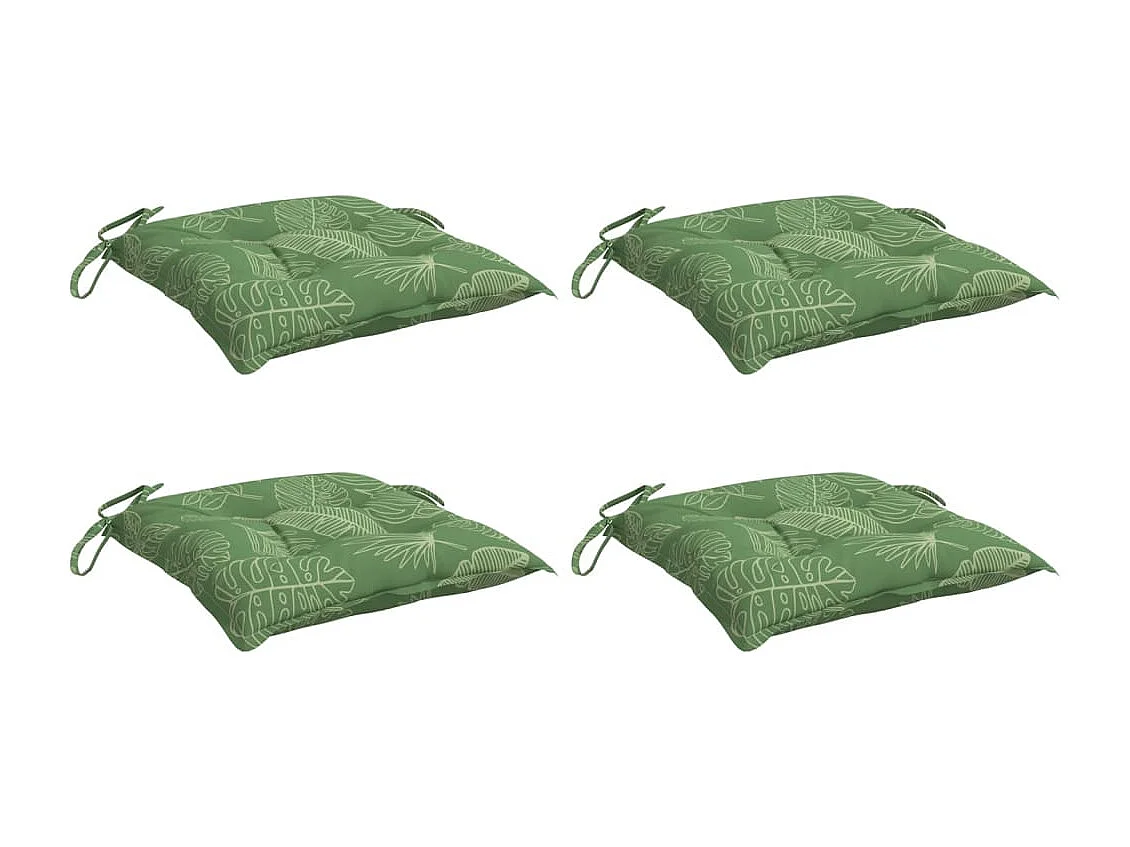 Stuhlkissen 4 Stk. Blattmuster 40x40x7 cm Stoff