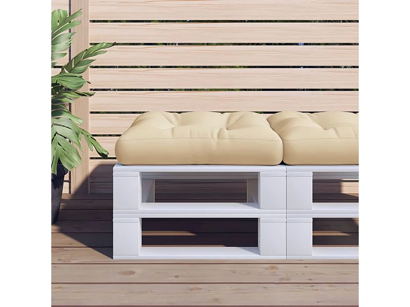 Palettenkissen Beige 60x60x12 cm Stoff