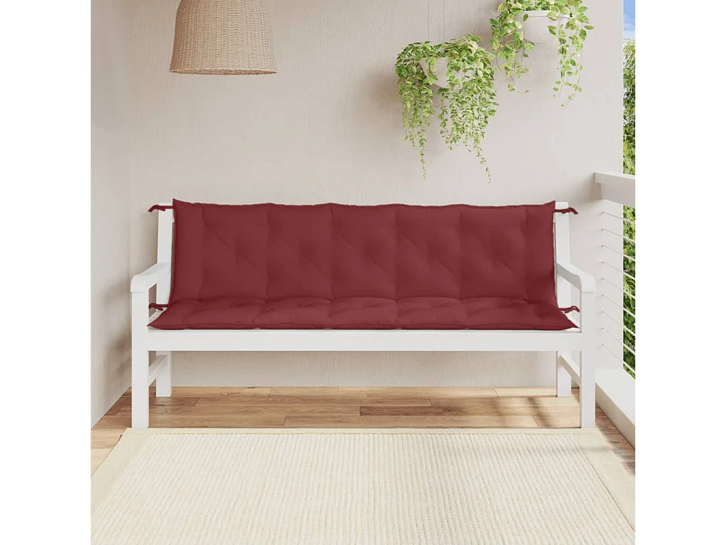 Coussins de banc de jardin lot de 2 rouge bordeaux mélangé