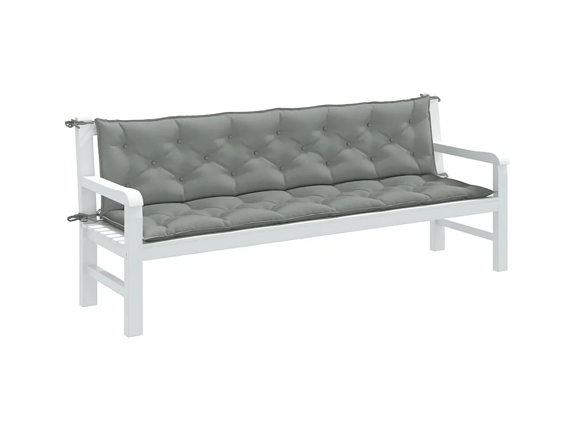 Tuinbankkussens 2 st 200x50x7 cm stof gemêleerd lichtgrijs