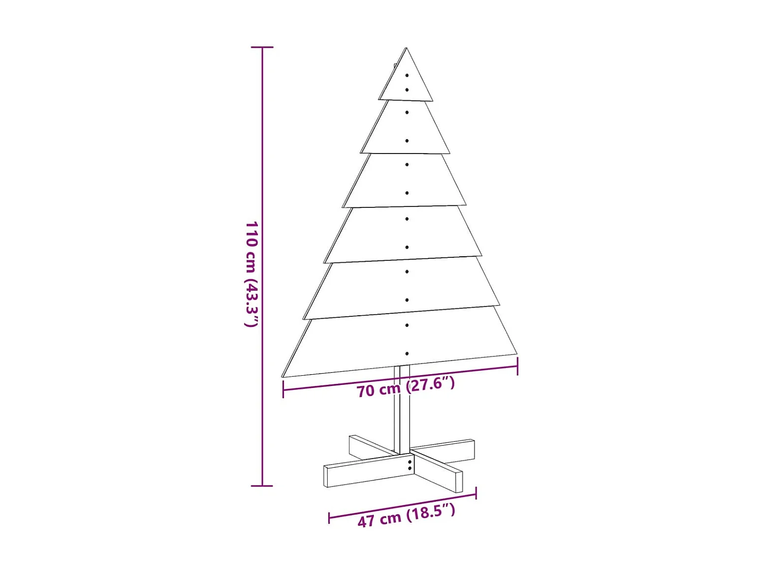 Arbre de Noël en bois pour décoration 110 cm bois massif