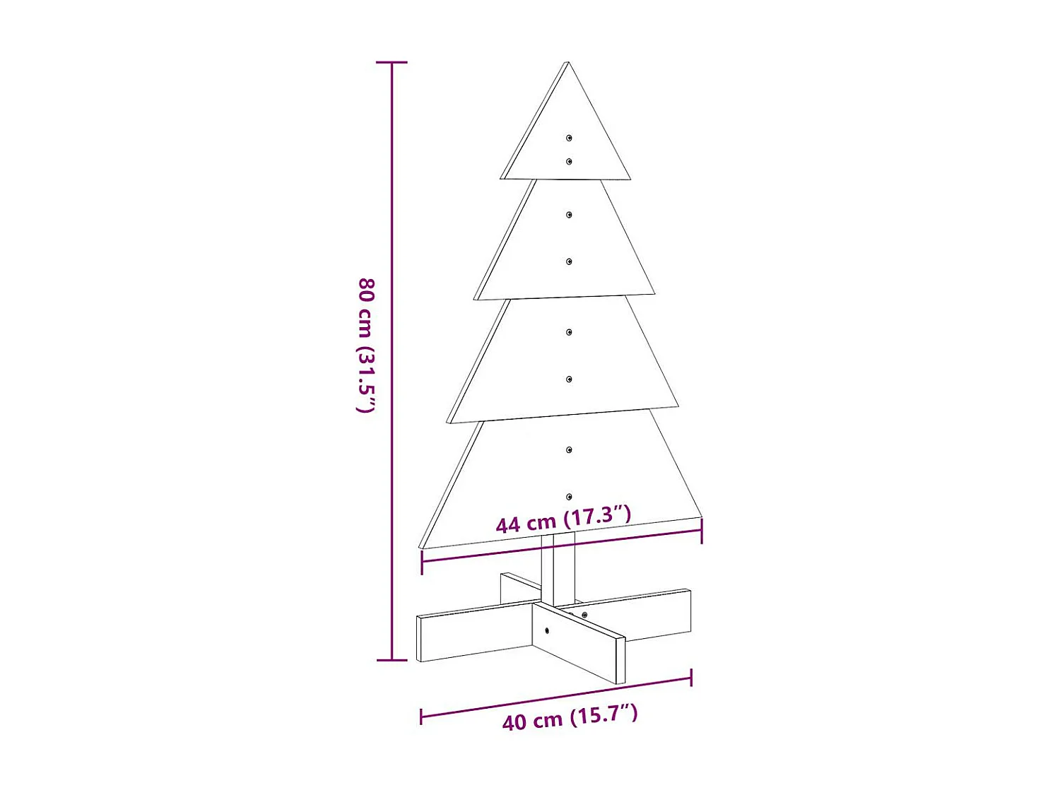 Arbre de Noël en bois pour décoration blanc 80 cm pin massif