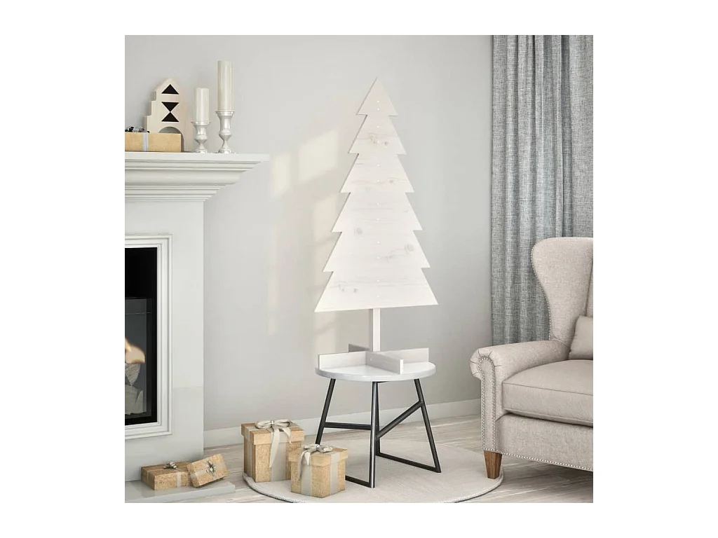 Houten kerstboom ter decoratie wit 120 cm massief grenen