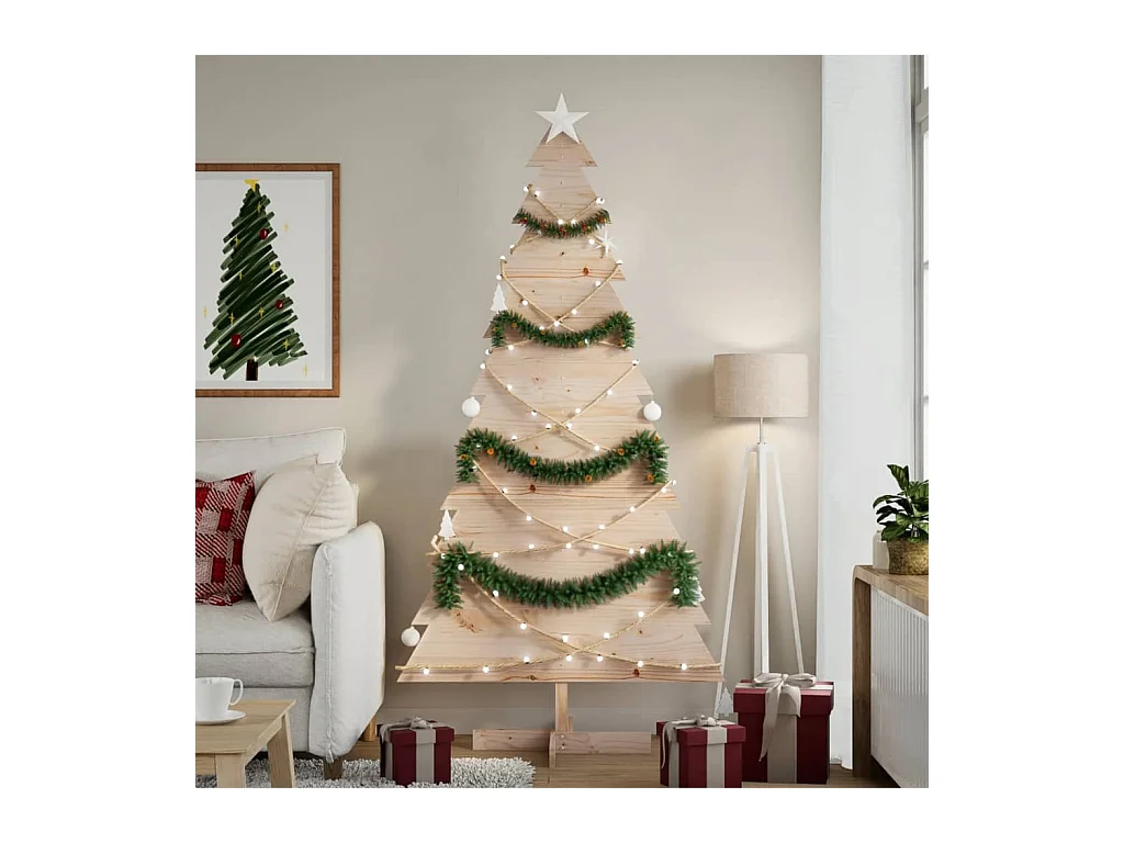 Arbre de Noël en bois pour décoration 180 cm bois massif de pin