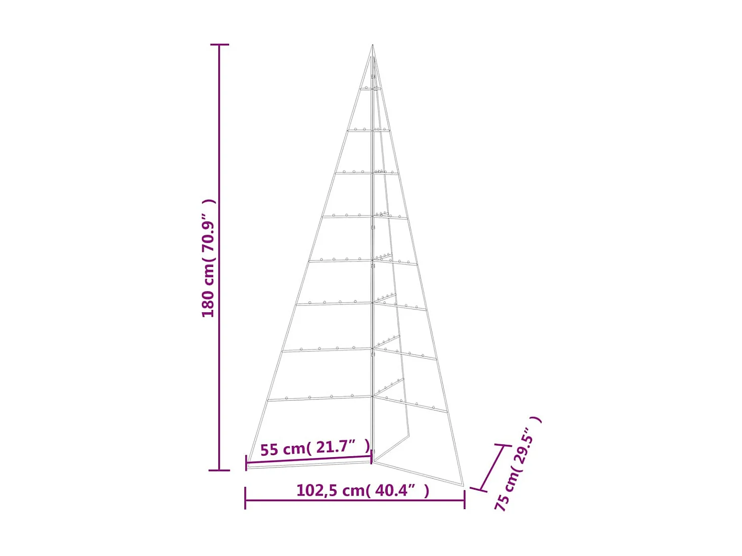 Metall-Weihnachtsbaum zur Dekoration schwarz 180 cm