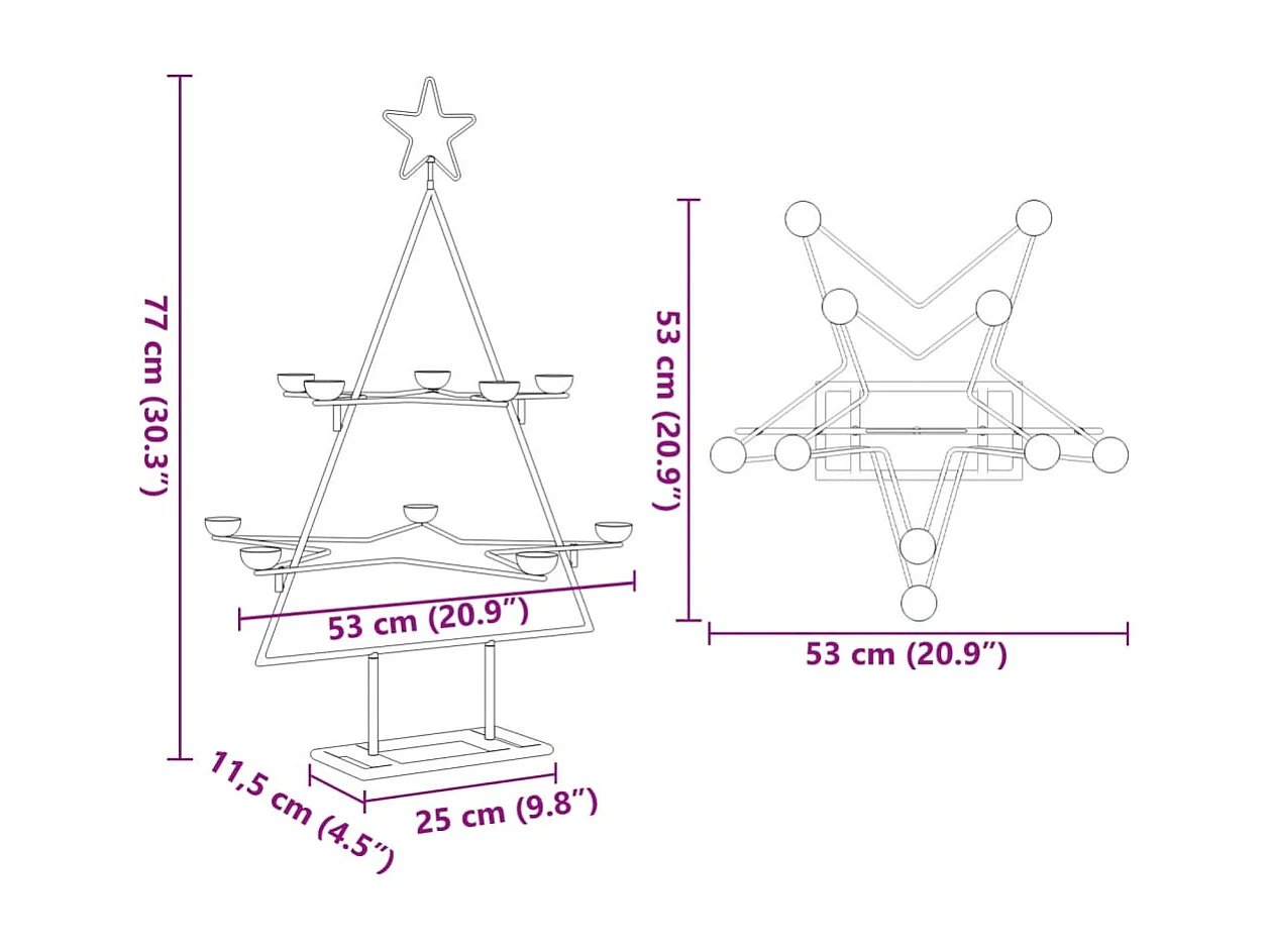 Albero di Natale in metallo per decorazione nero 75 cm