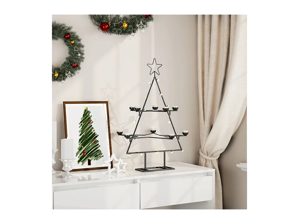 Metalen kerstboom ter decoratie zwart 75 cm
