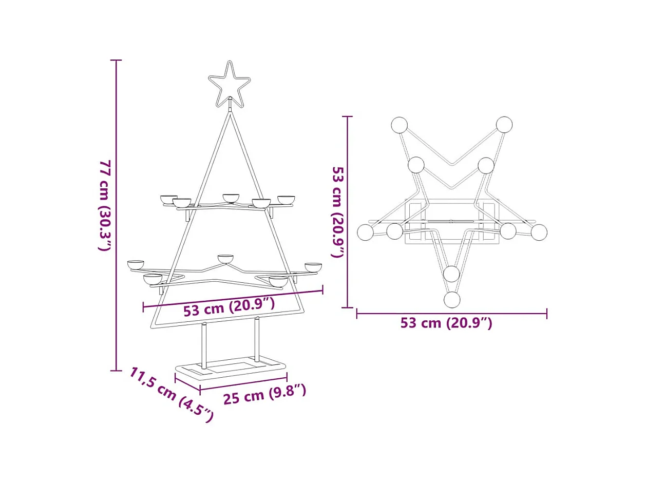 Metalen kerstboom ter decoratie zwart 75 cm