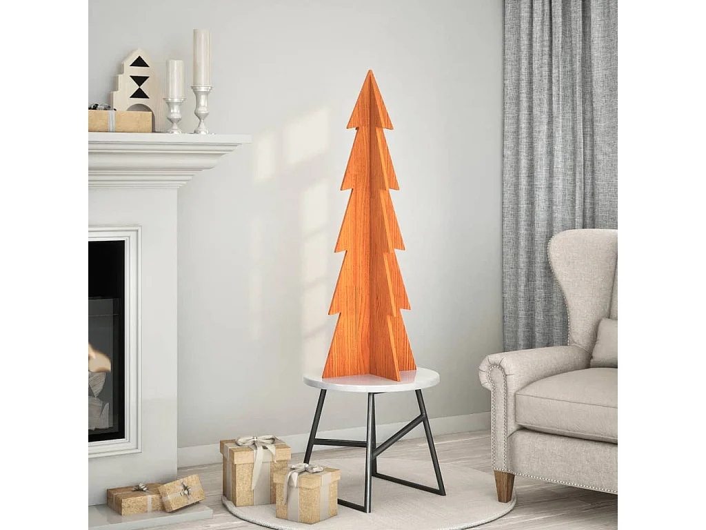Albero di Natale in legno per decorazione 112 cm in legno di pino massiccio