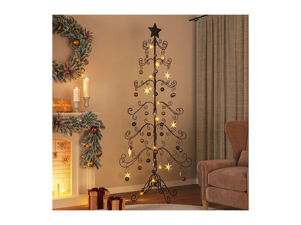 Albero di Natale in metallo per decorazione nero 215 cm
